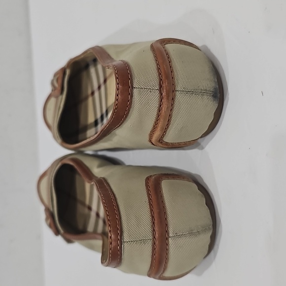 BURBERRY Buckle Flats Womens EU 40 Brown Slip On Leather Trim